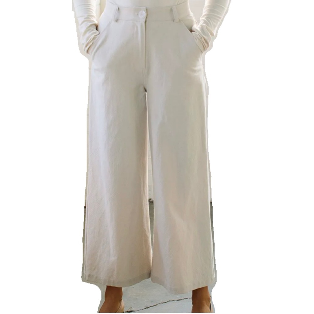 NWT! Rachel Pally linen Carson Pant Linen Canvas white cream neutral Large XL L